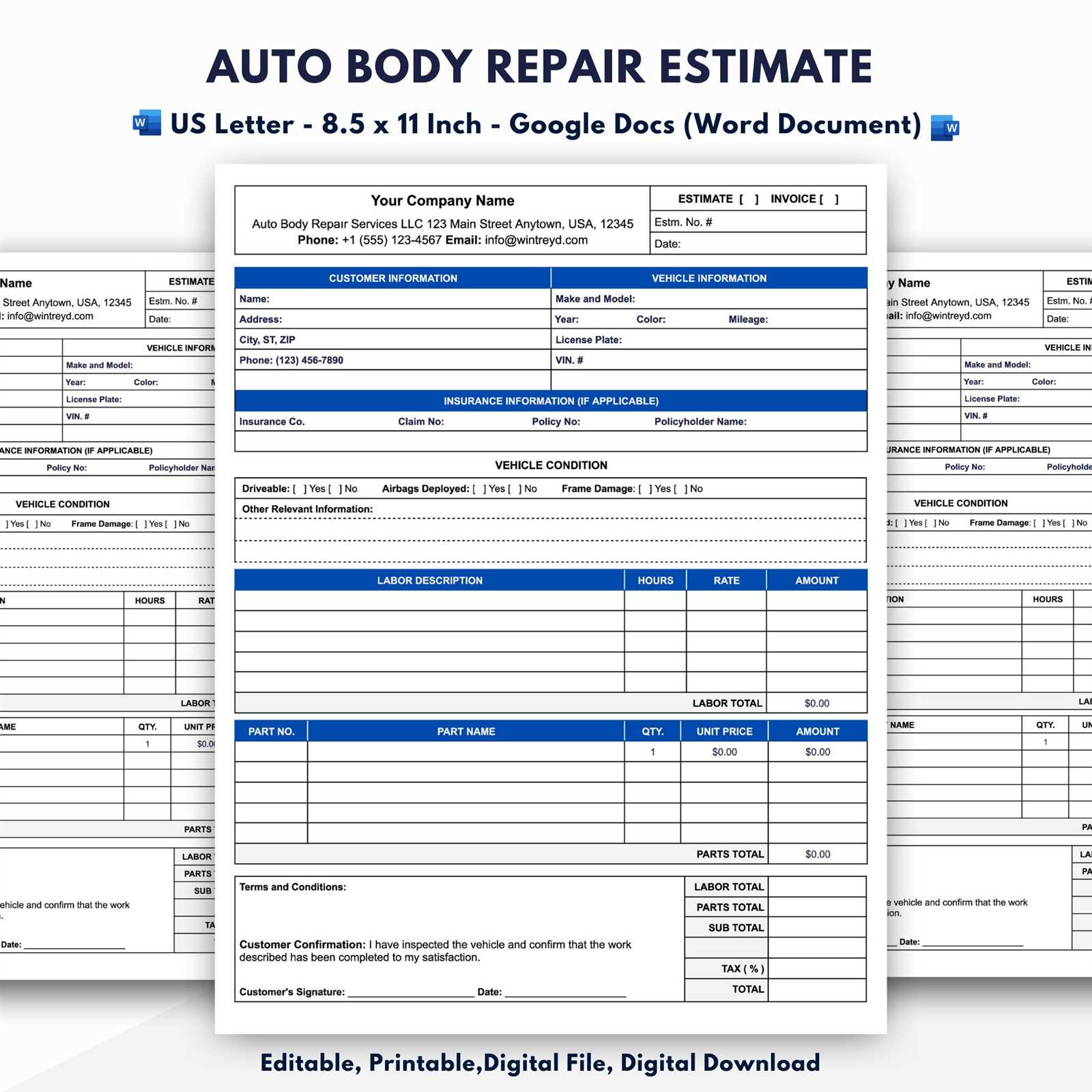 boat repair invoice template