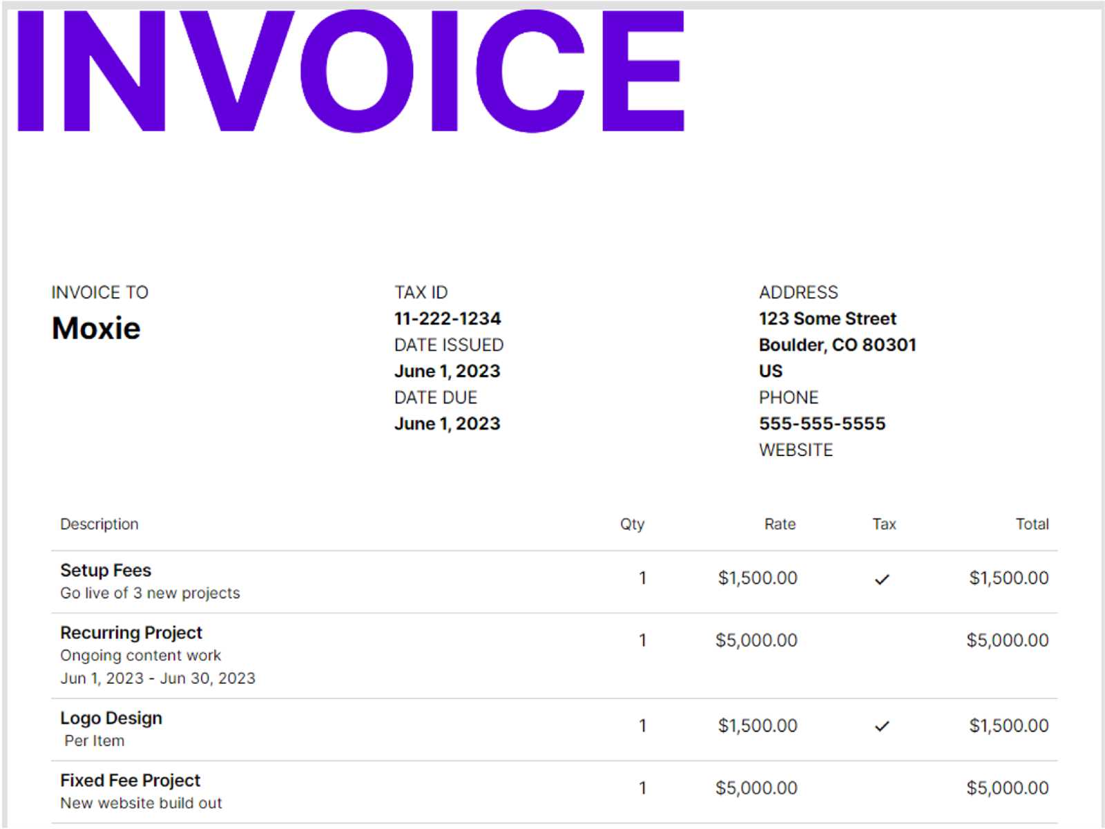 bonsai invoice template