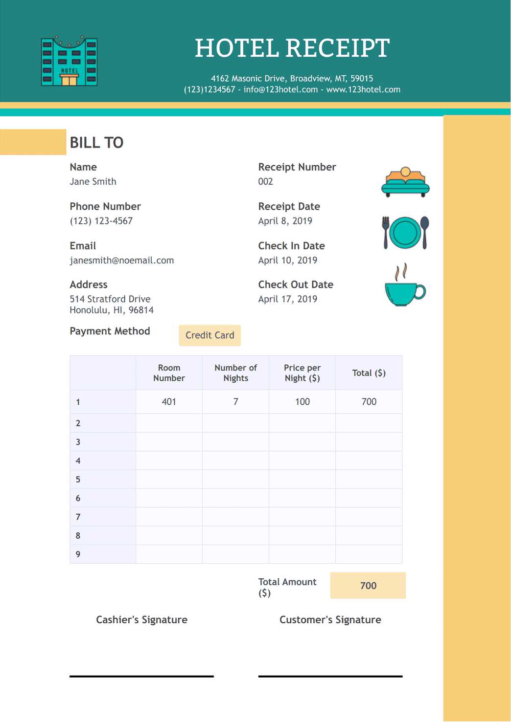 booking.com invoice template