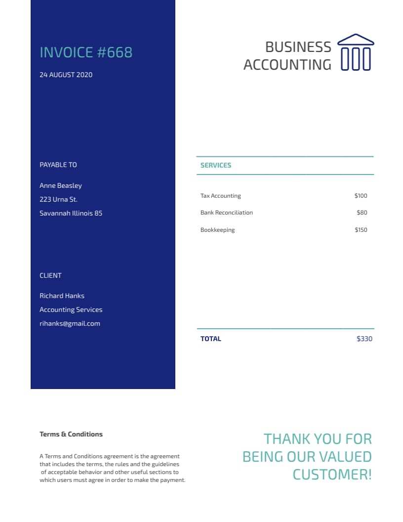 bookkeeper invoice template