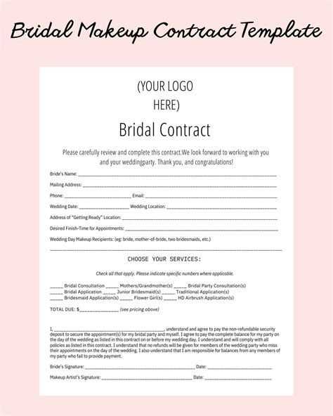 bridal makeup invoice template