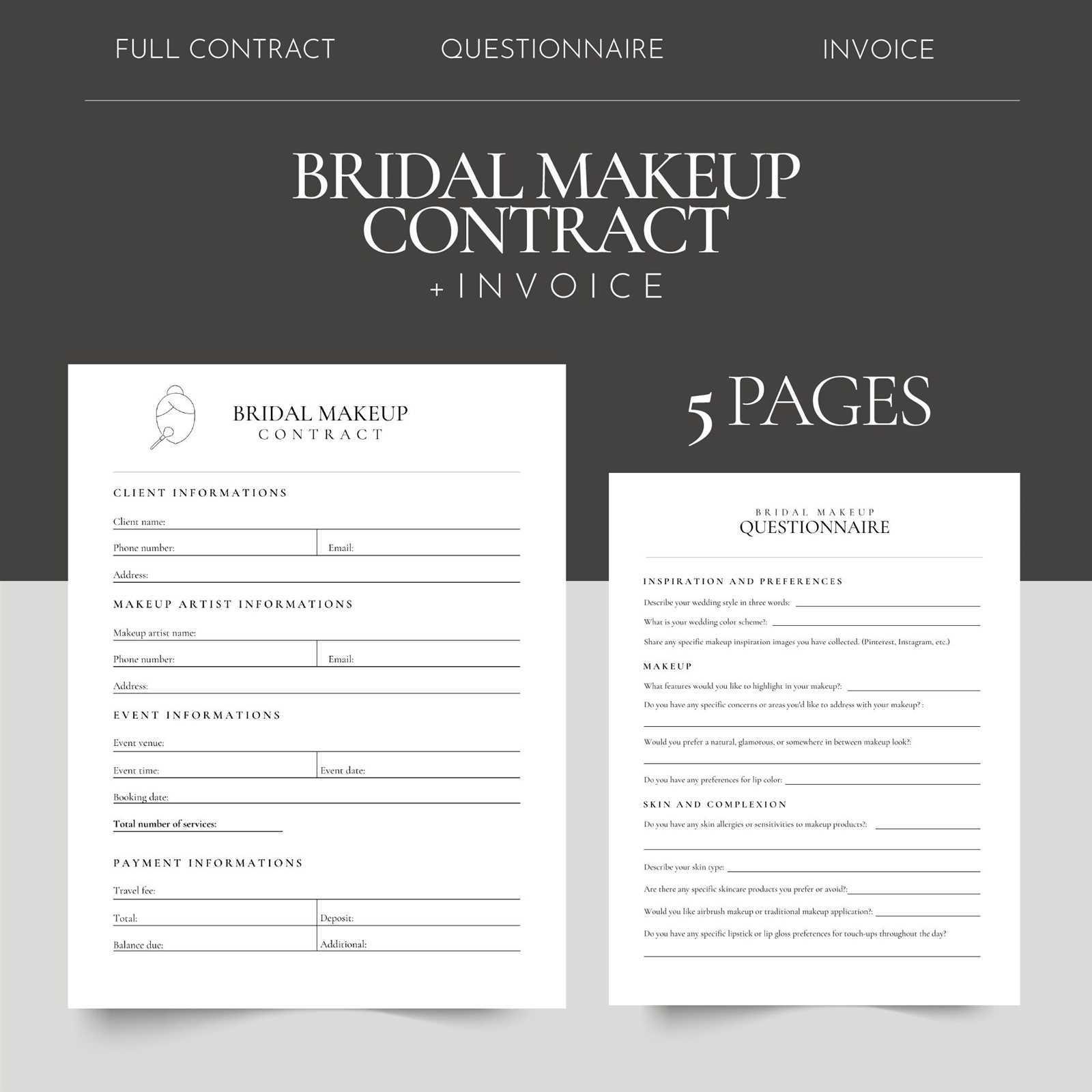 bridal makeup invoice template