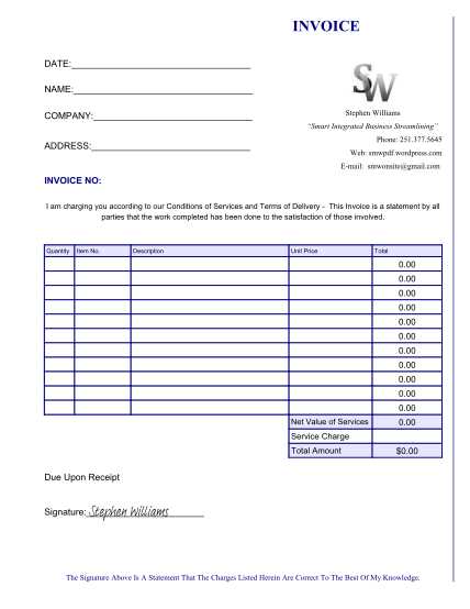 business invoice template free