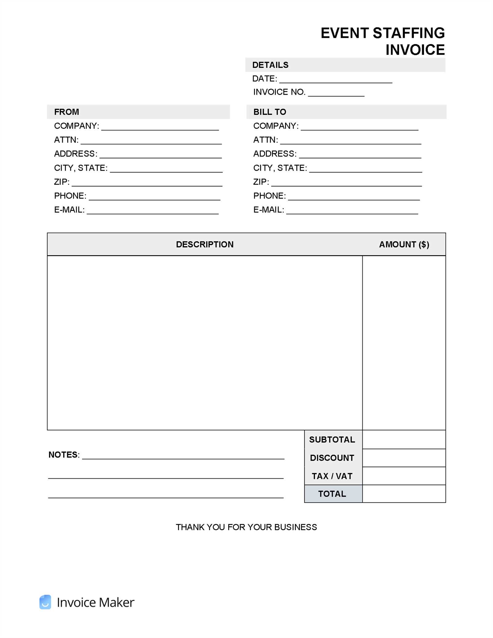 party invoice templates