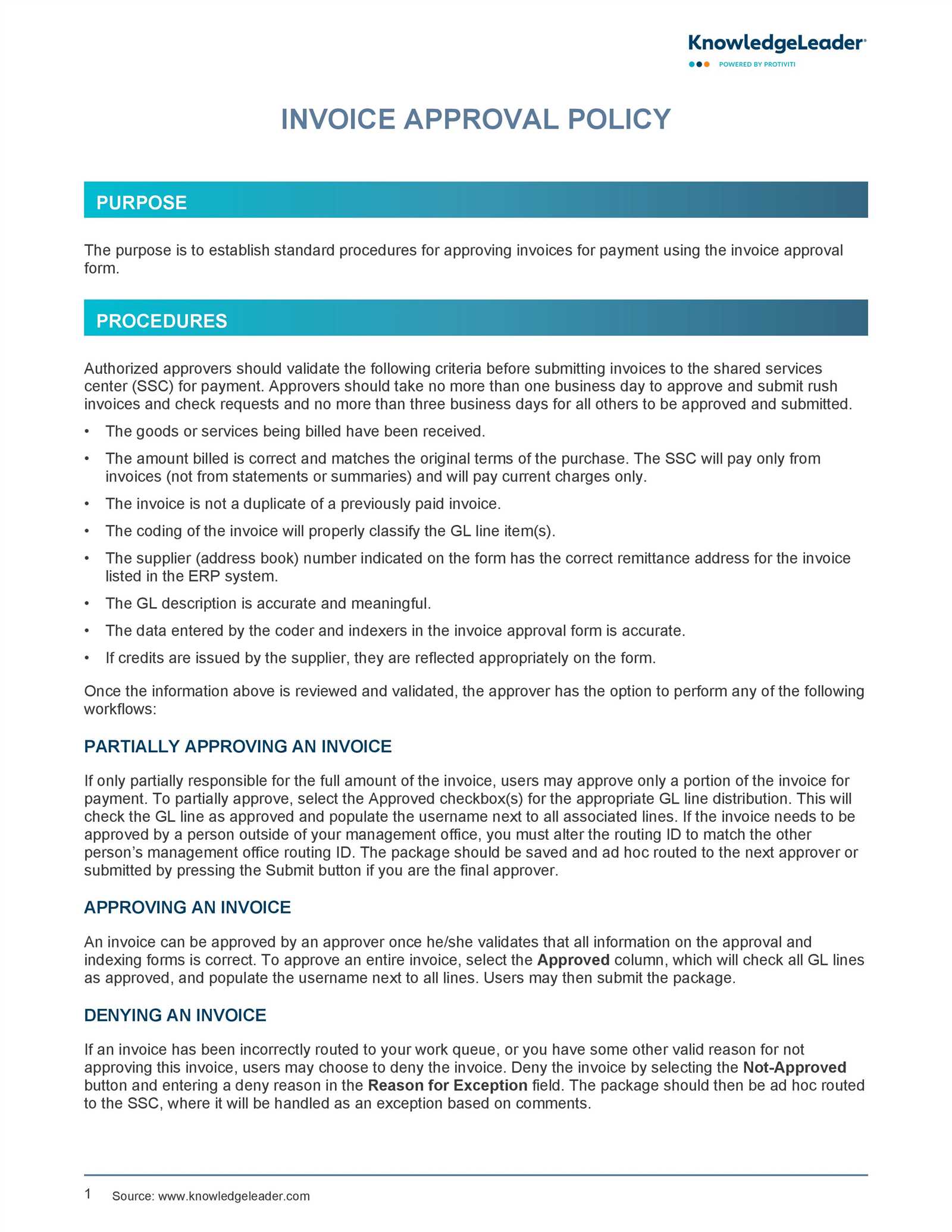 invoice procedure template