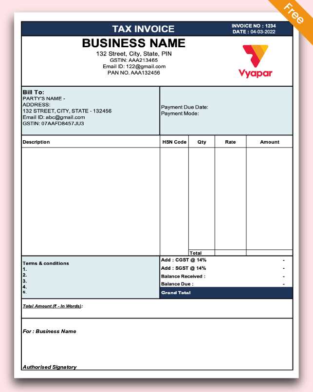 invoice excel template xls