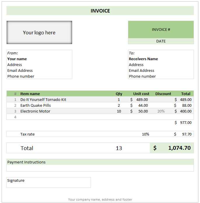 excel invoicing system template