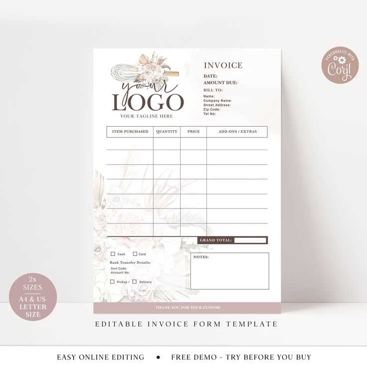 cake invoice template free