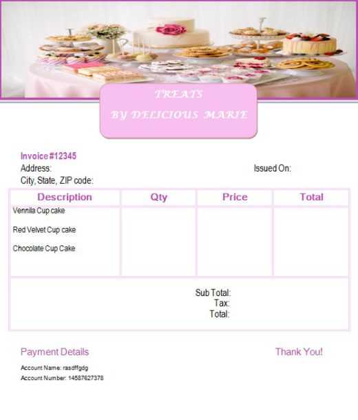 cake invoice template free