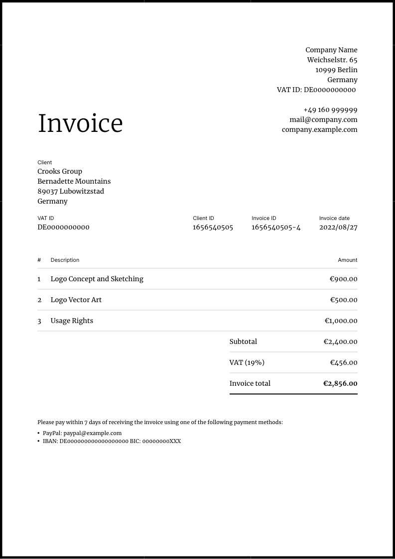 cake invoice template free