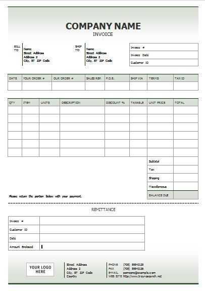 canadian invoice template with gst