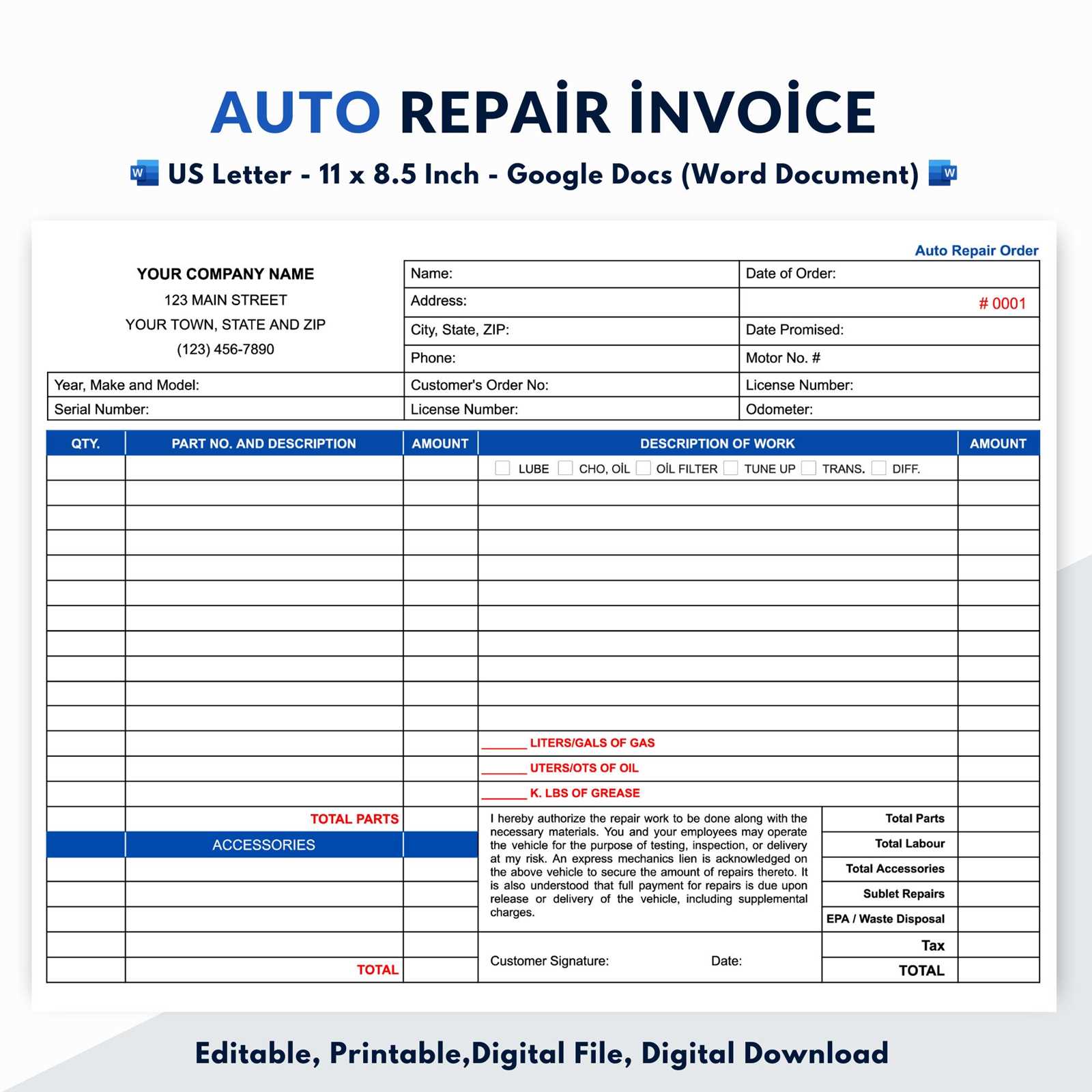 car purchase invoice template