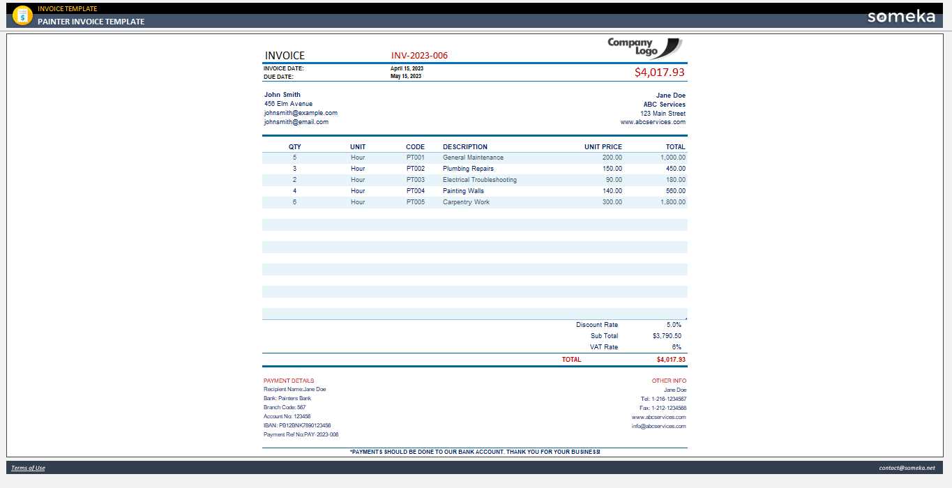 car rental invoice template free