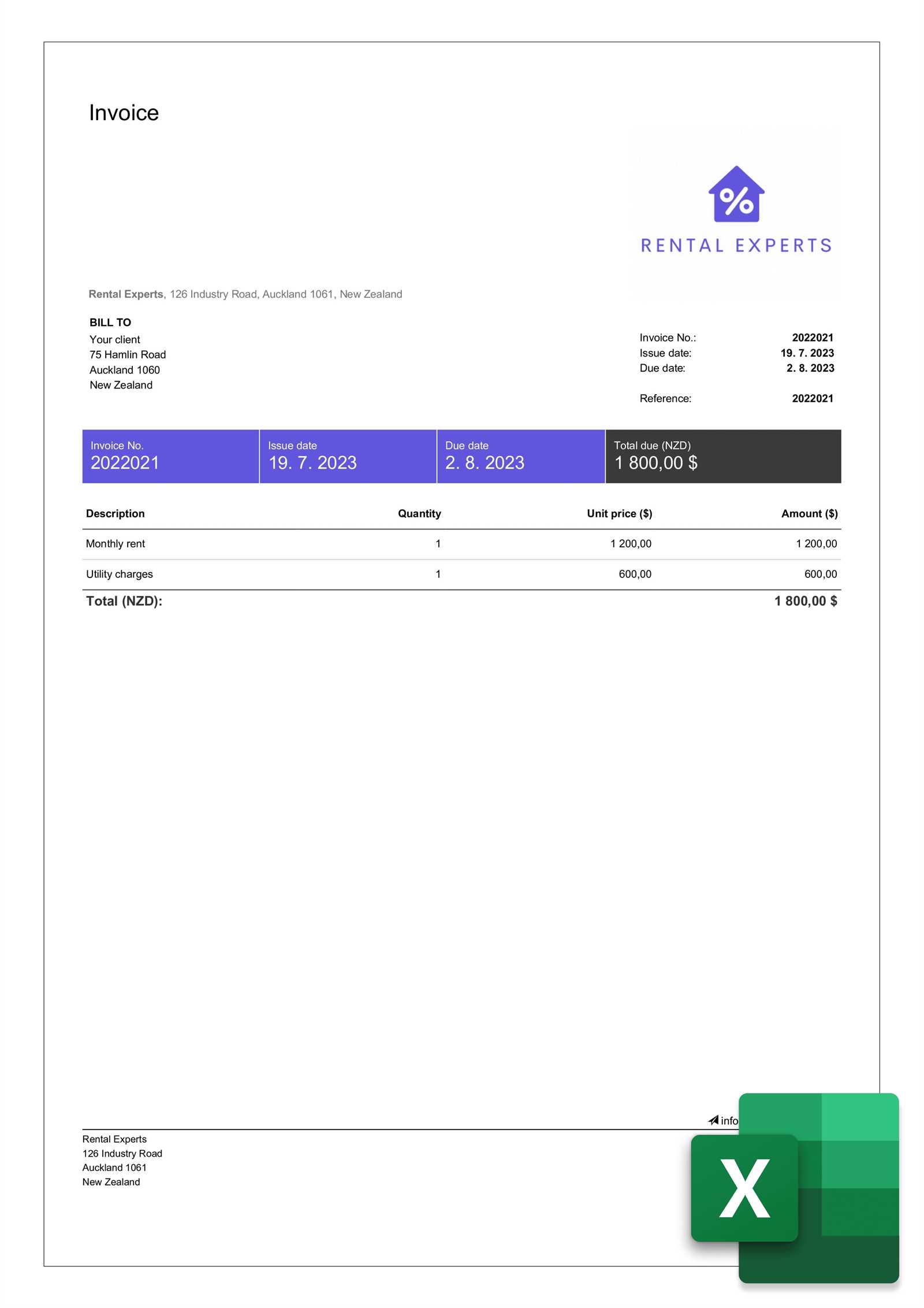 car rental invoice template free