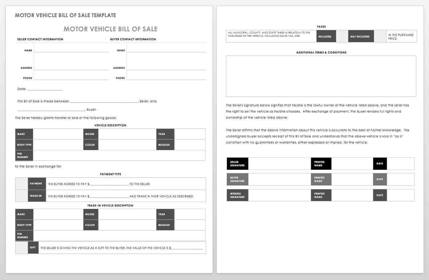 car sale invoice template free