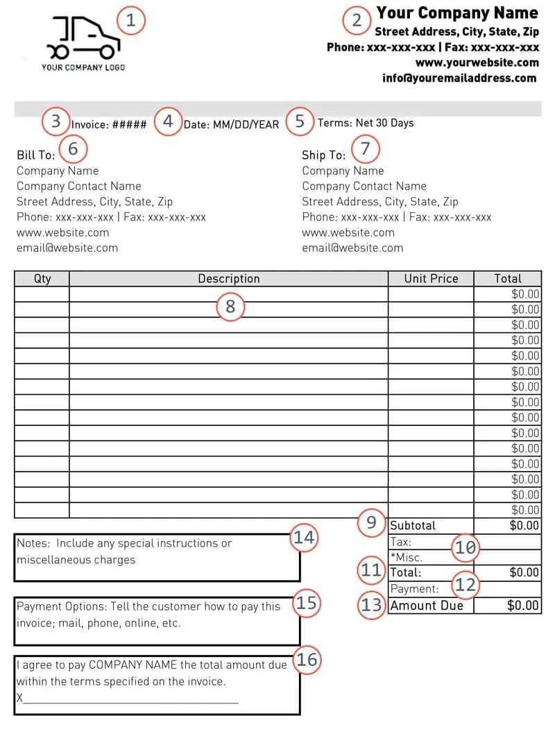 carrier invoice template