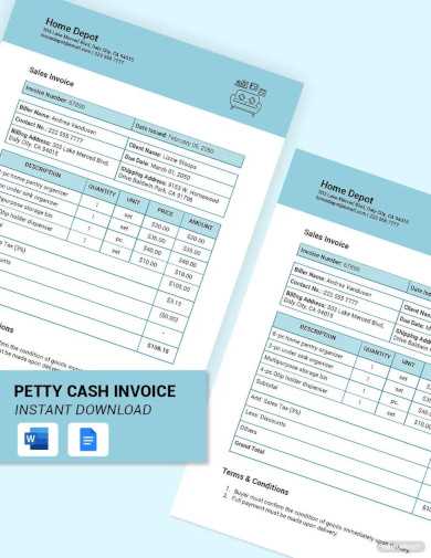 cash invoice template