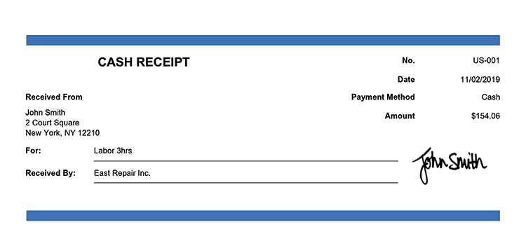 cash payment invoice template