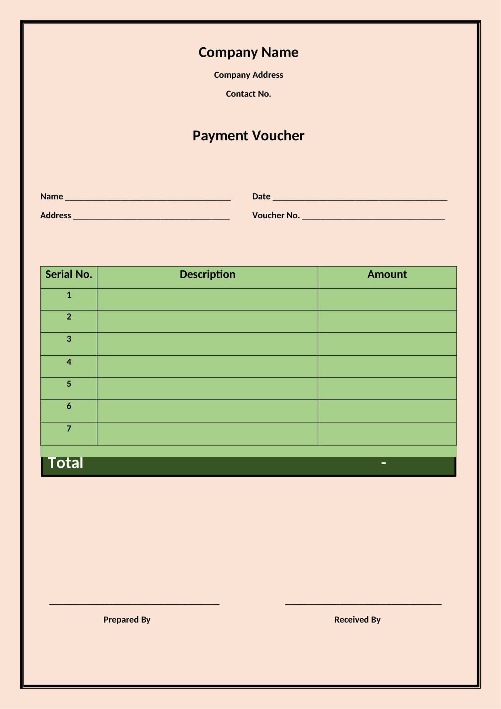 cash payment invoice template