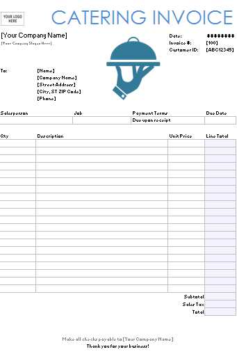catering invoice template free download