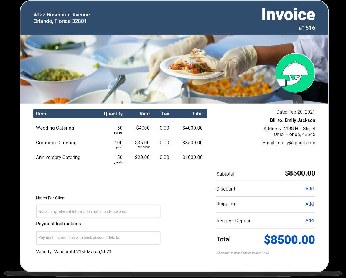 catering invoice template free download