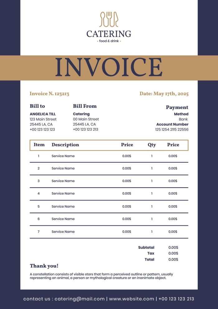 catering invoice templates