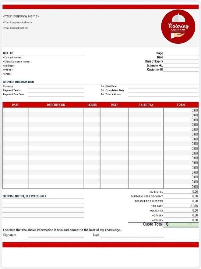 catering invoices template