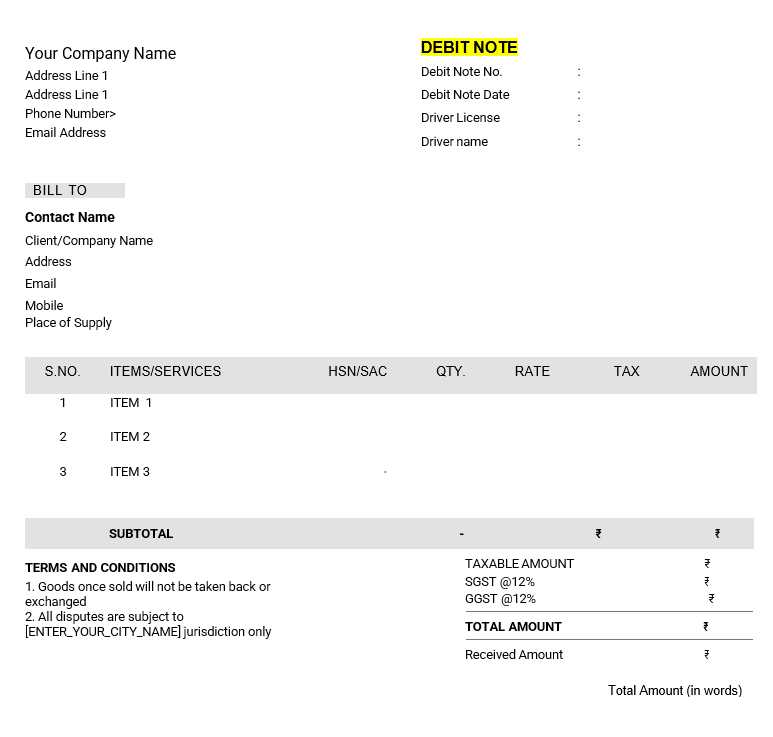 invoice note template