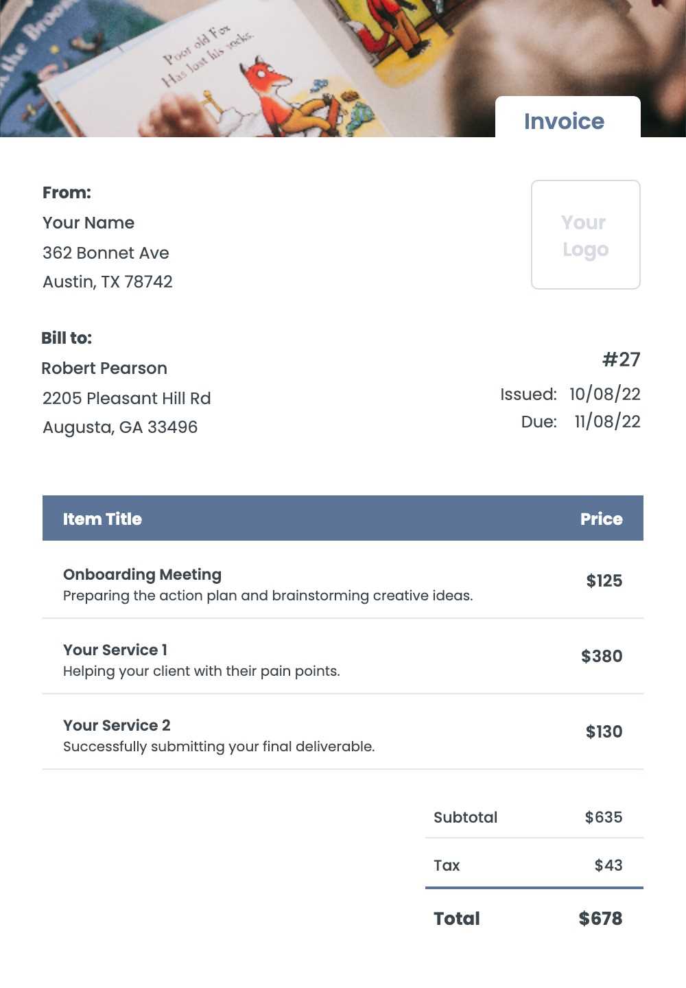 child care invoice template free