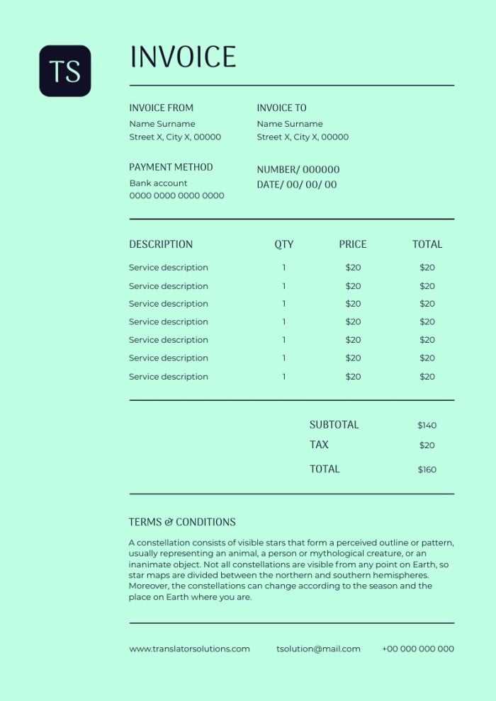 chinese invoice template