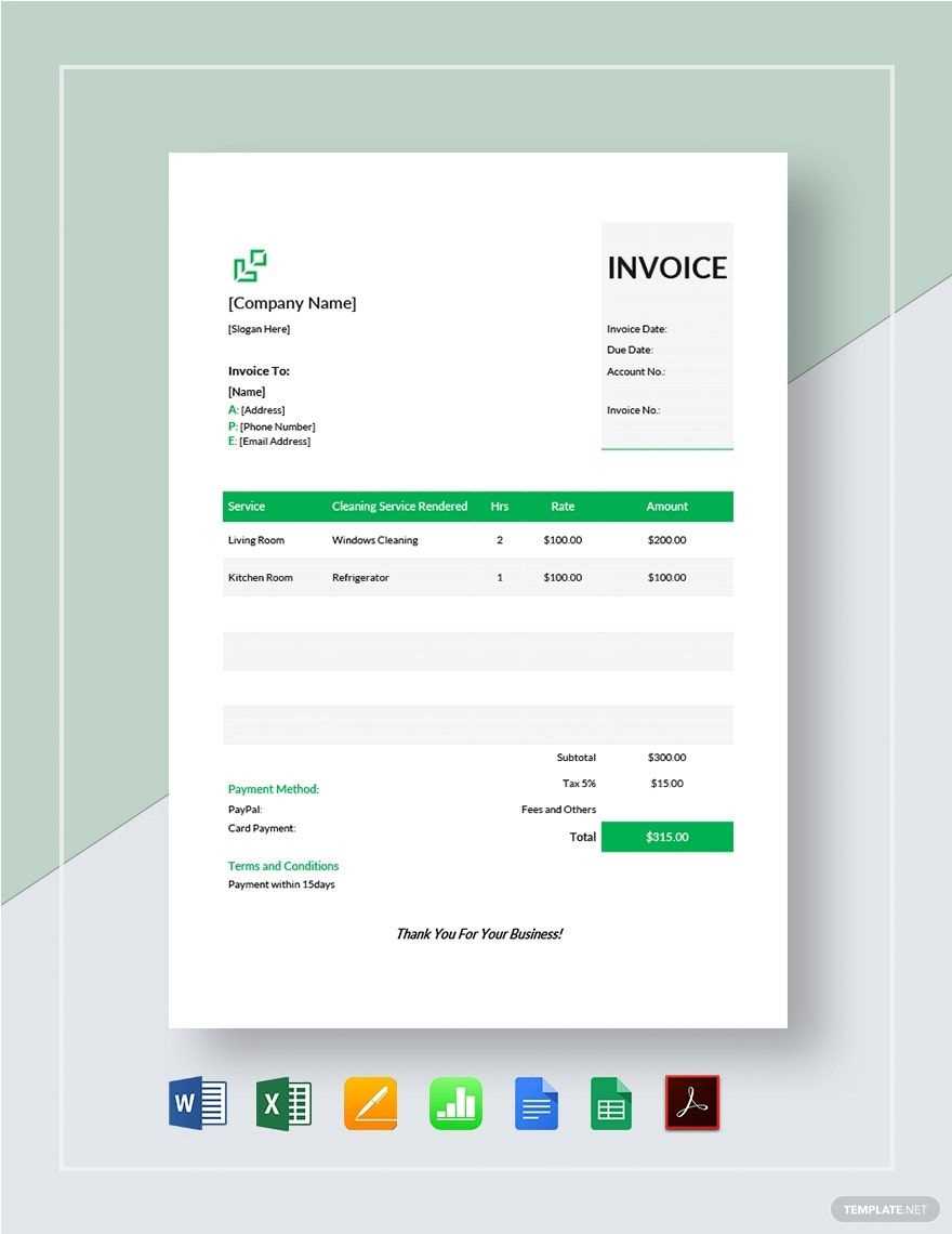 cleaners invoice template