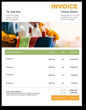 cleaning service invoice template excel