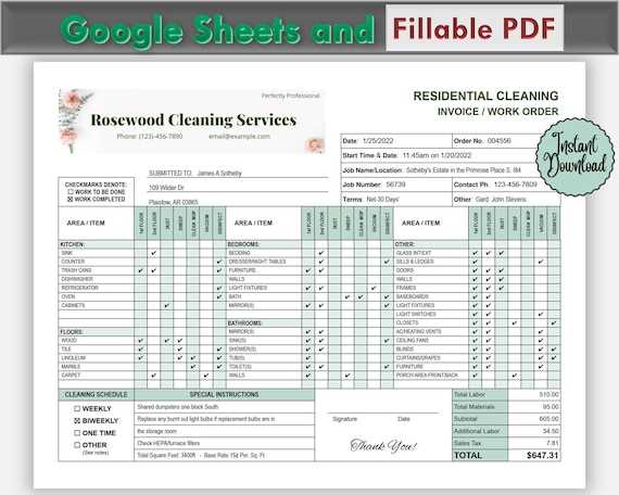 cleaning service invoice template excel