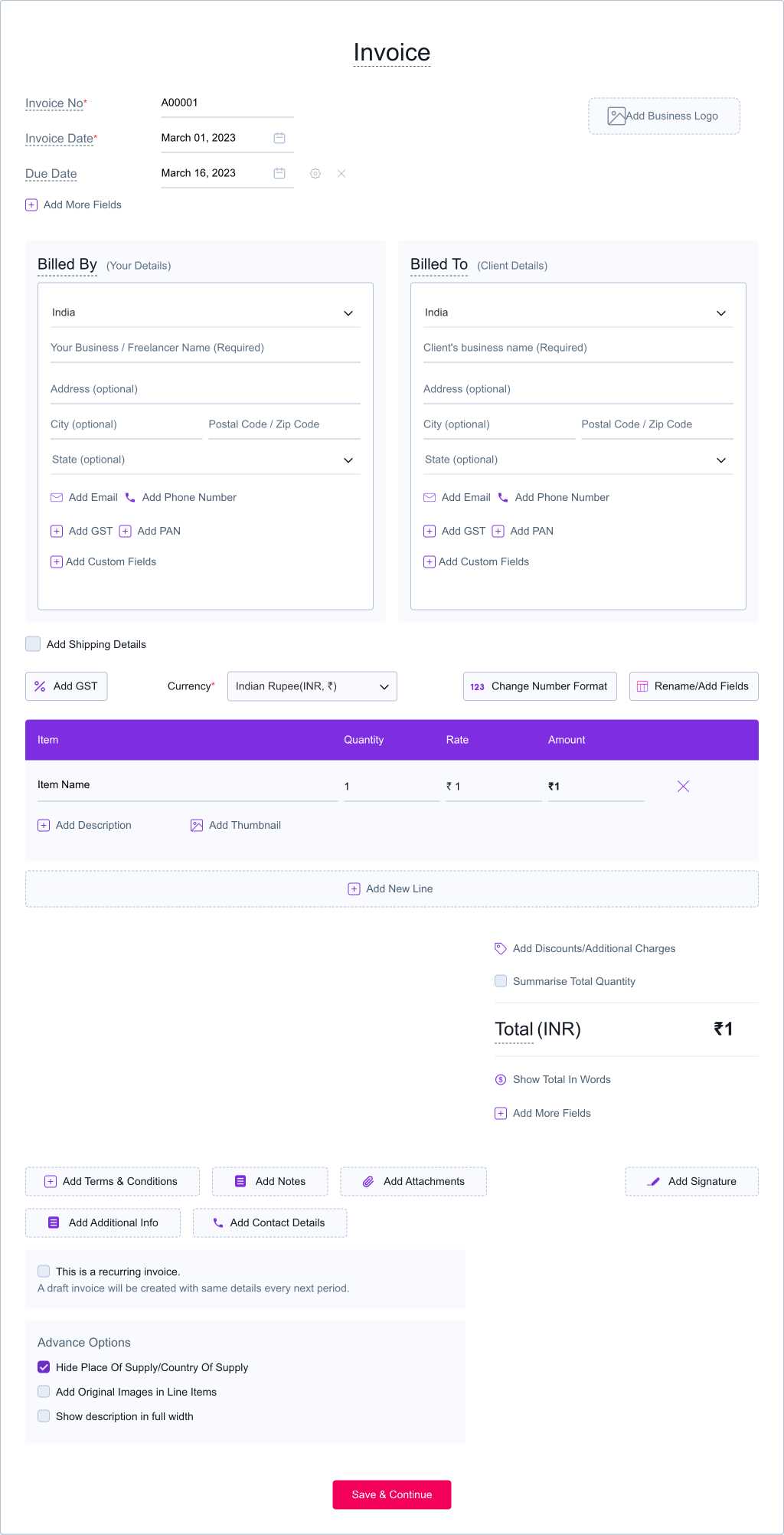 online invoice template download