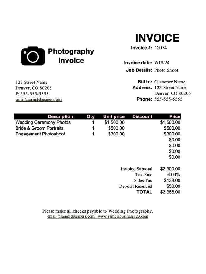 software sales invoice template