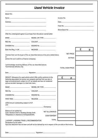 used car invoice template uk
