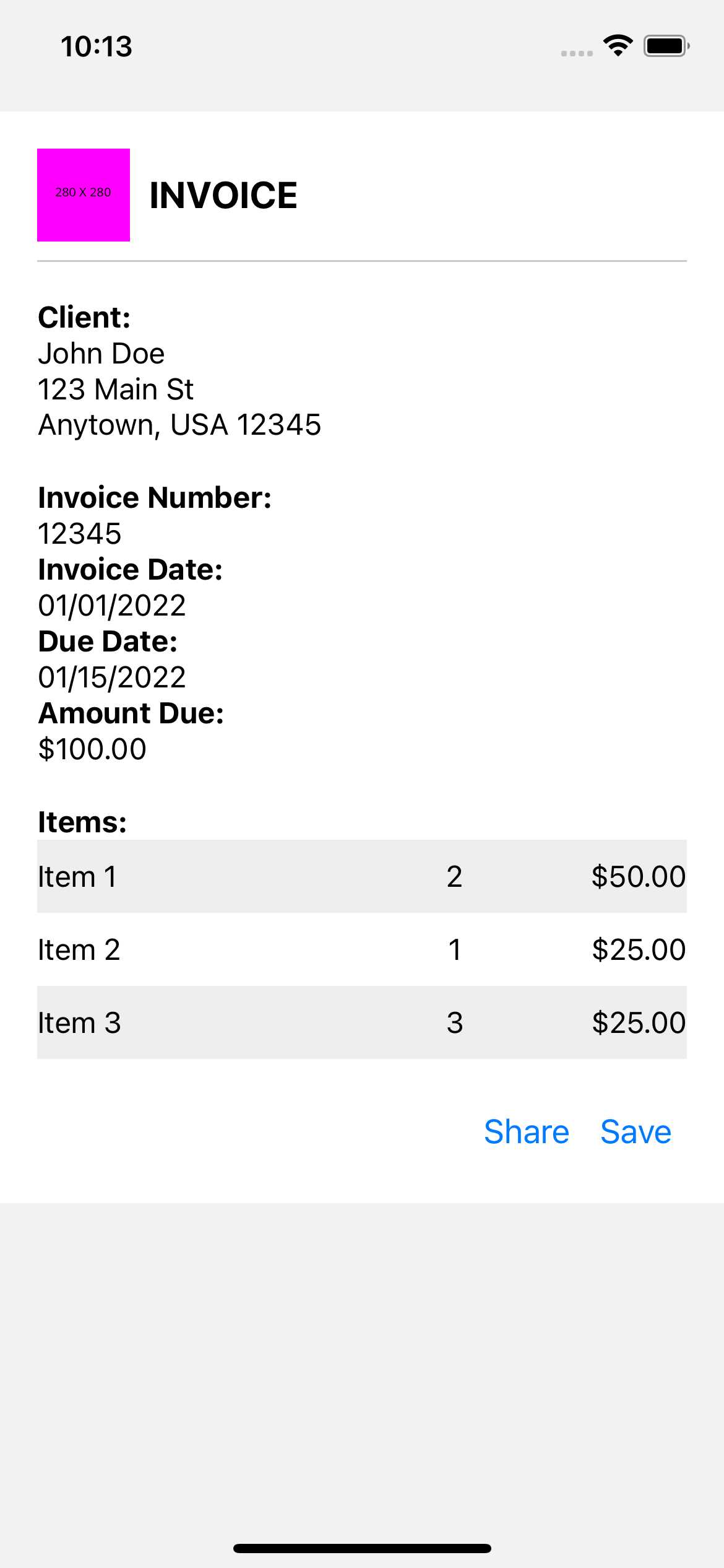 react invoice template