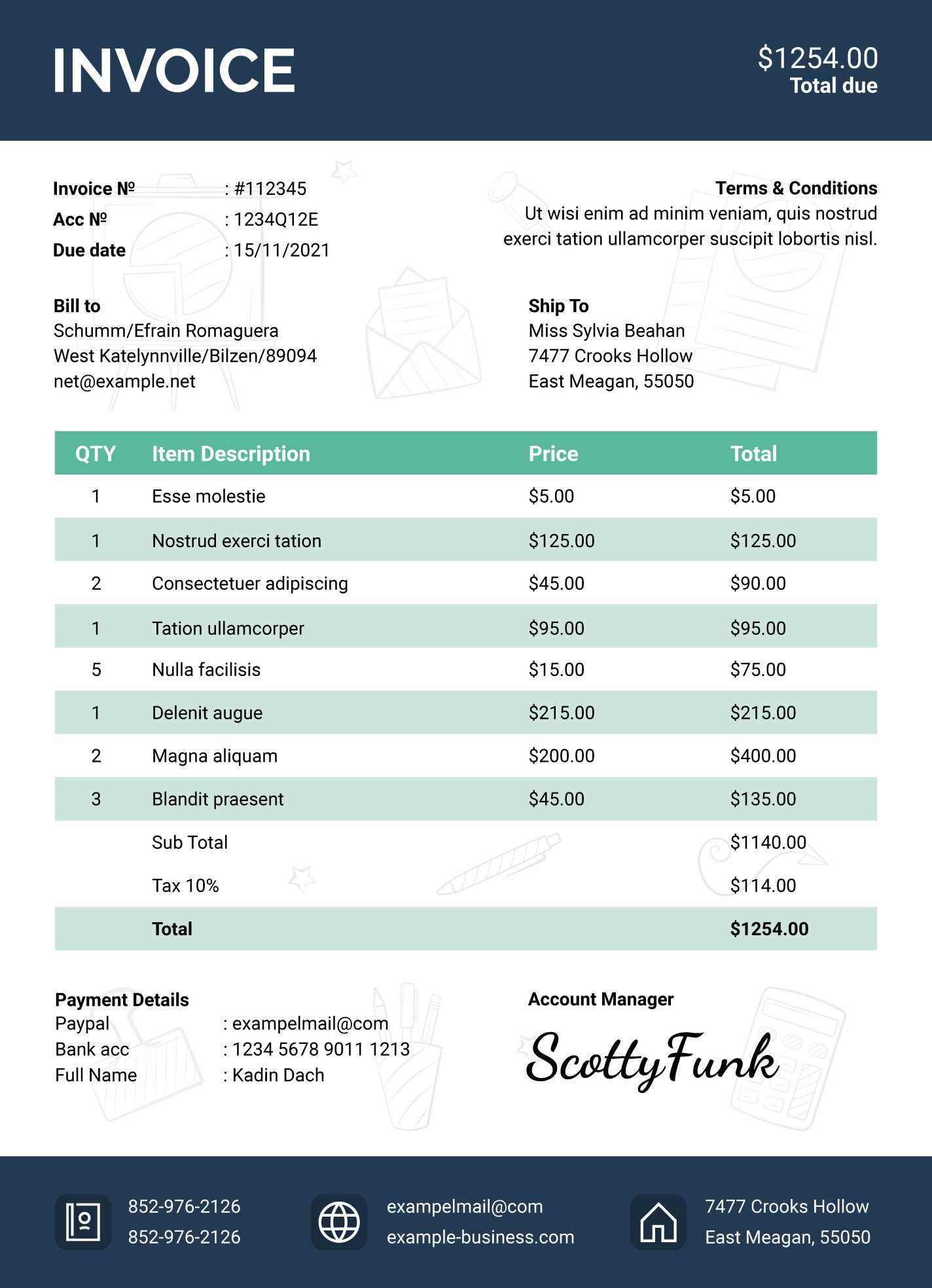 commercial invoice printable template