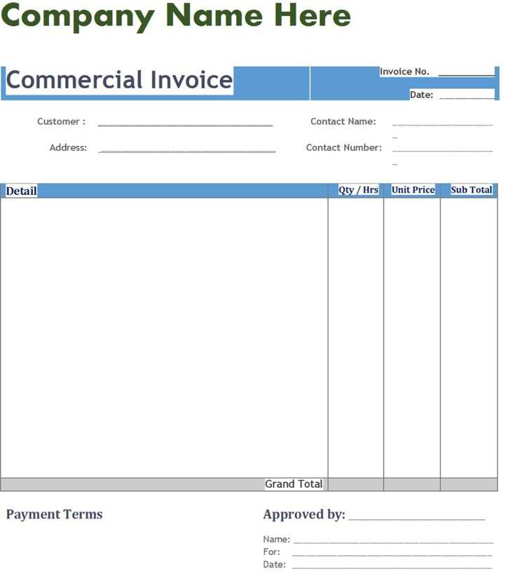 commercial invoice template pdf fillable