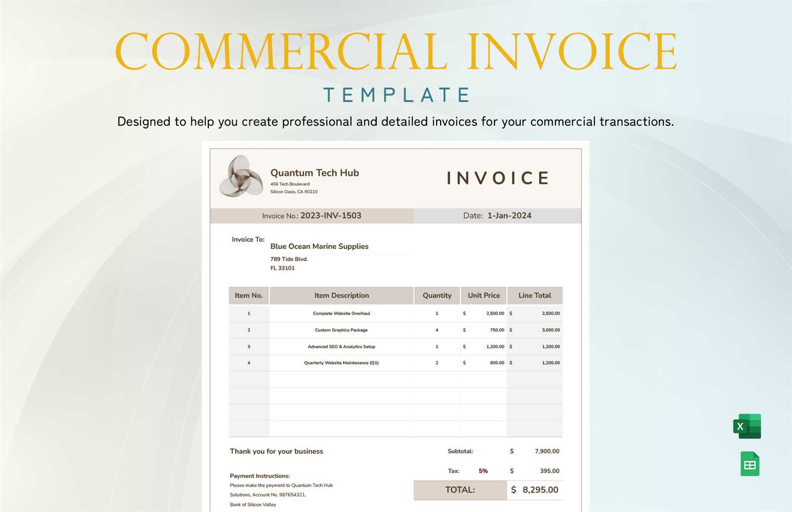 commercial invoices template