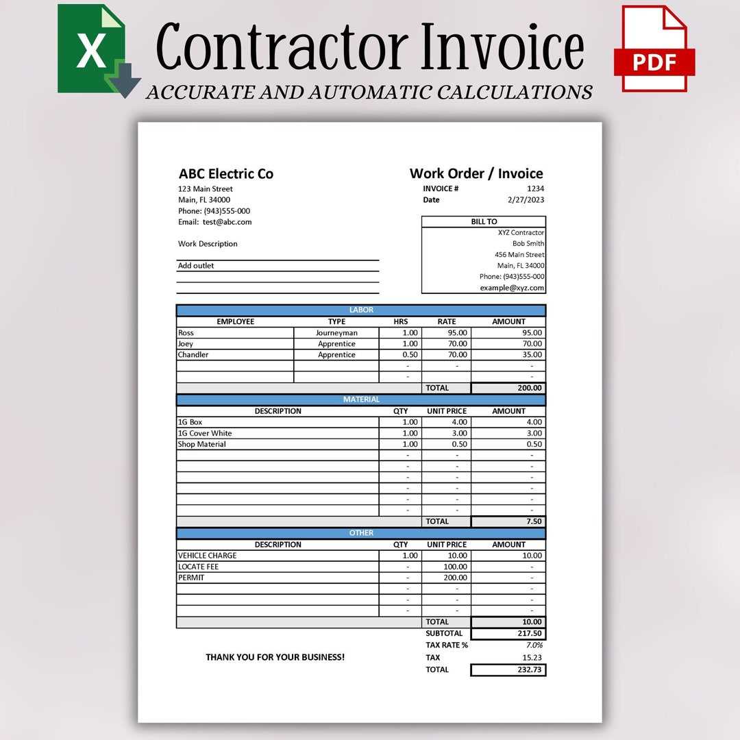 construction invoices templates