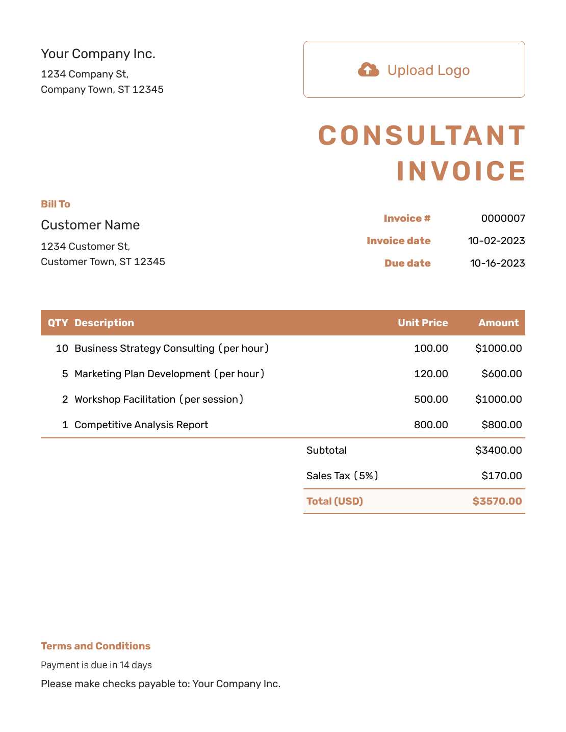 consultant invoice template free