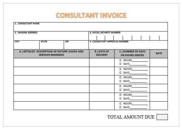 consulting fee invoice template