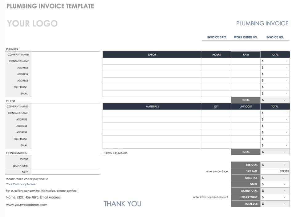 contractor invoice template excel