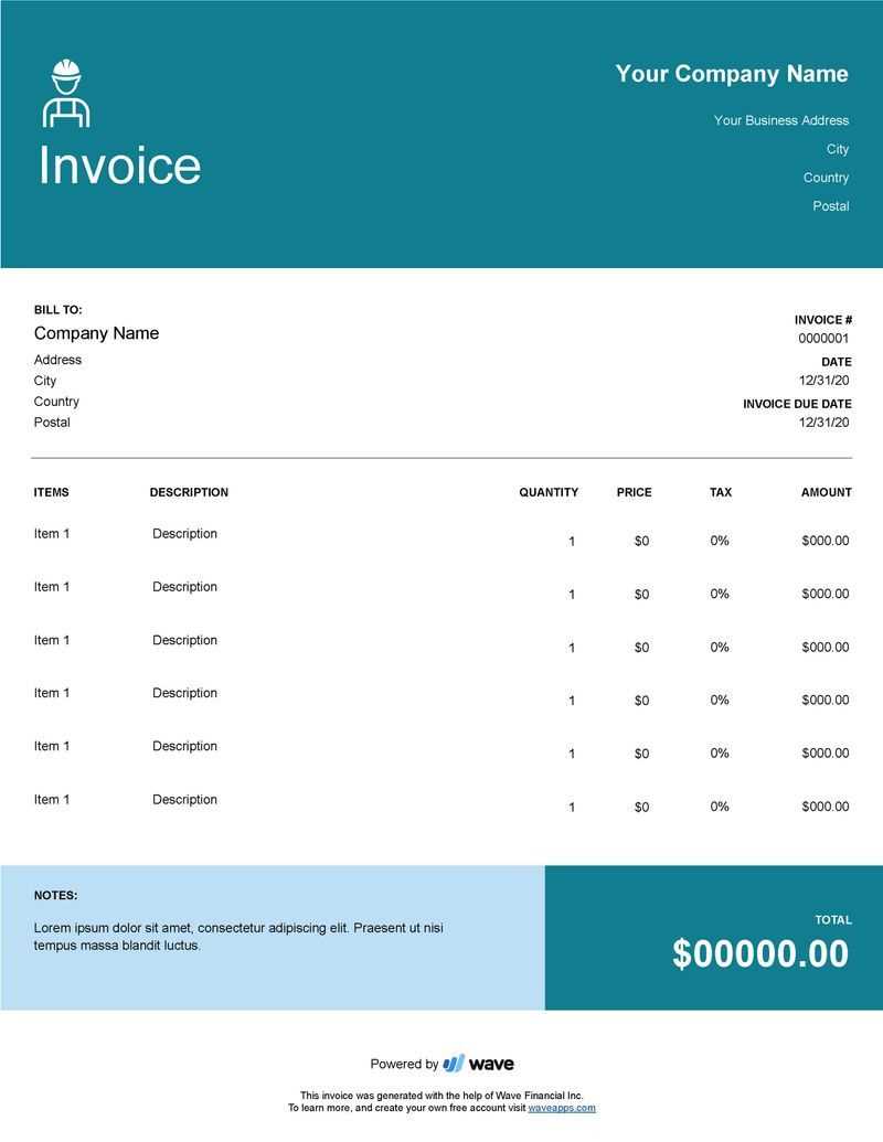 contractor invoice template word free