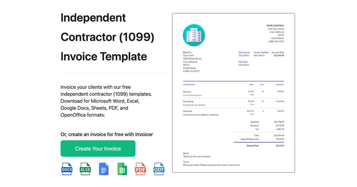 contractor service invoice template