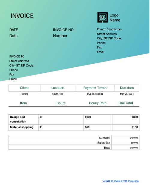 w9 invoice template