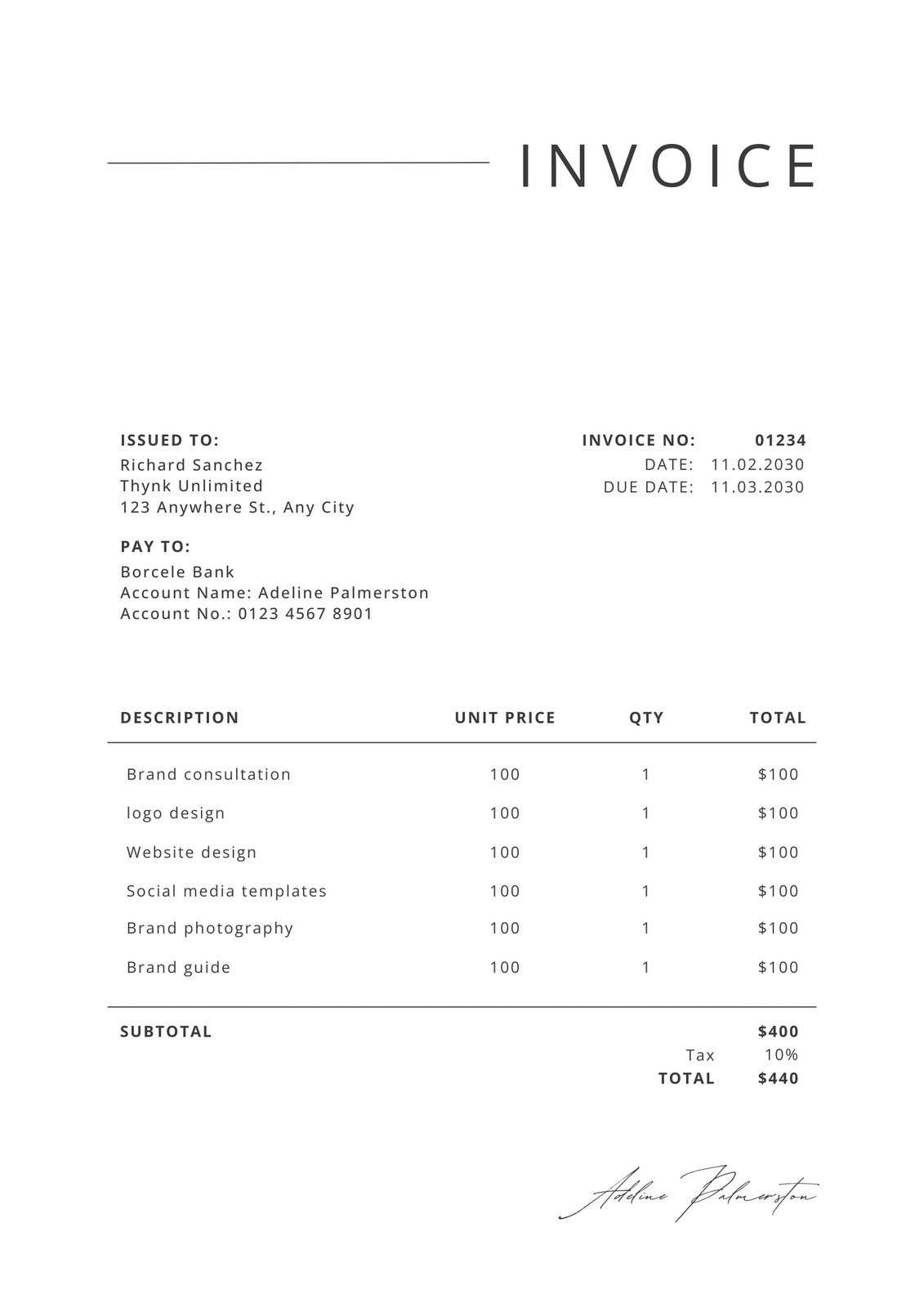 create a new document using the invoice red design template