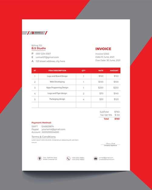 create a new document using the invoice red design template