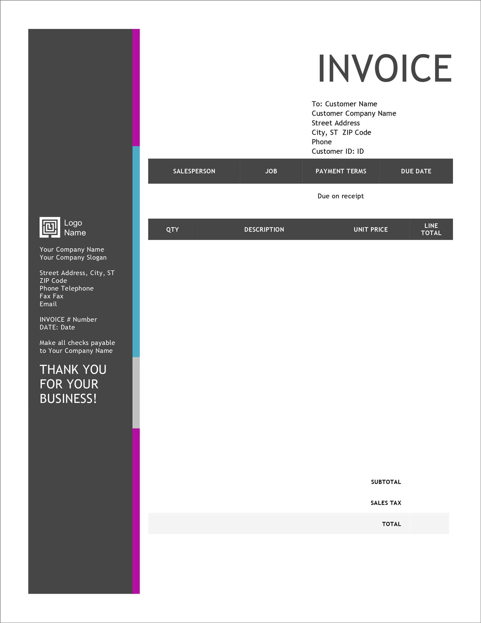 create a new document using the invoice red design template